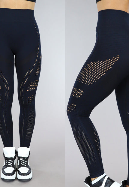 OP=OP.22.NL Zwarte Sportlegging met Fishnet Detail