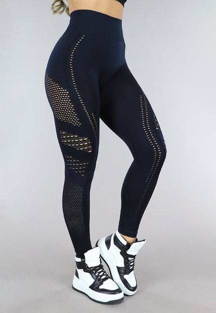 OP=OP.22.NL Zwarte Sportlegging met Fishnet Detail