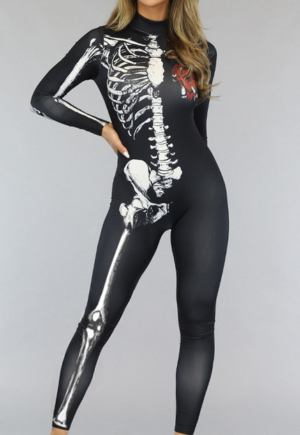 CARNA50 Aansluitend Skelet Jumpsuit