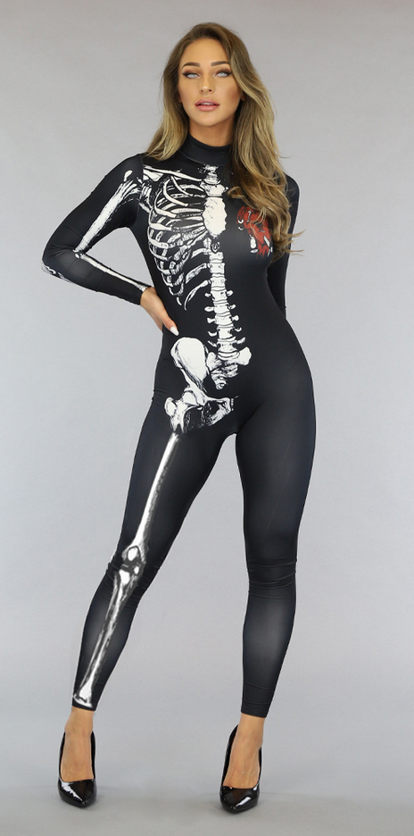 CARNA50 Aansluitend Skelet Jumpsuit