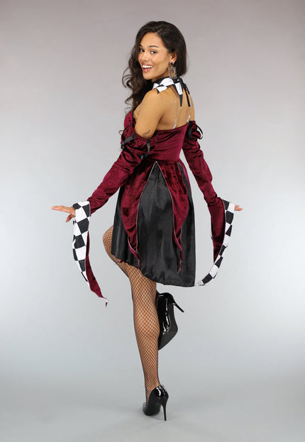 OP=OP.22.S Bordeaux Rood Jokersvrouw Kostuum