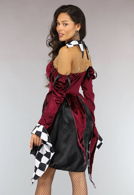 OP=OP.22.S Bordeaux Rood Jokersvrouw Kostuum