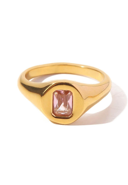 OP=OP.22.S Gouden Ring met Roze Edelsteen