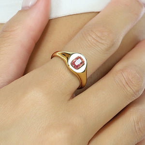 OP=OP.22.S Gouden Ring met Roze Edelsteen