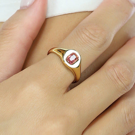 OP=OP.22.S Gouden Ring met Roze Edelsteen