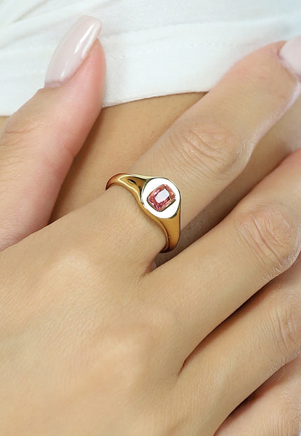 OP=OP.22.S Gouden Ring met Roze Edelsteen