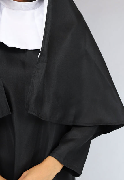 CARNA50 Lang Zwart Nonnen Kostuum