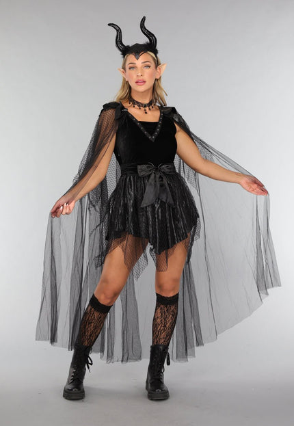 CARNA40 Mix en Match Zwart Schaduwkoningin Kostuum