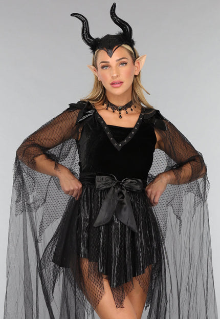 CARNA40 Mix en Match Zwart Schaduwkoningin Kostuum