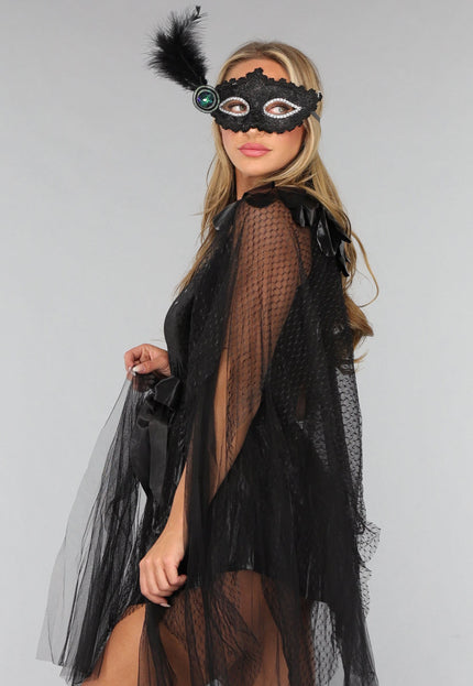 CARNA40 Mix en Match Zwart Schaduwkoningin Kostuum