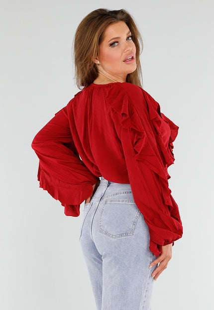 OP=OP.22.S Rode Blouse met Ruches