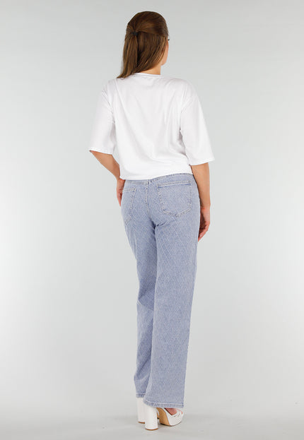 OP=OP.23.NL Blauwe Jeans met Strass en Rechte Pijpen