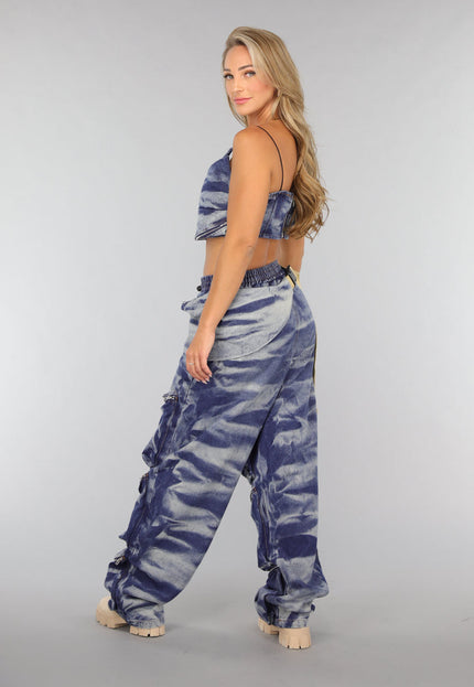 OP=OP.23.NL Blauwe Washed Denim Two Piece met Tas