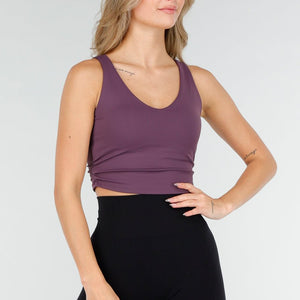 OP=OP.23.NL Donkerpaarse Sporttop met Pads