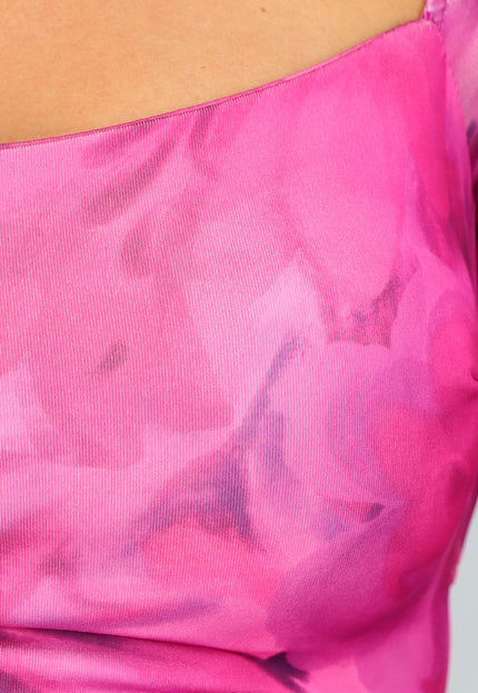 OP=OP.23.NL Fuchsia Bloemen Jurk met Open Rug