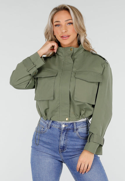 OP=OP.23.NL Groene Cropped Utility Jas