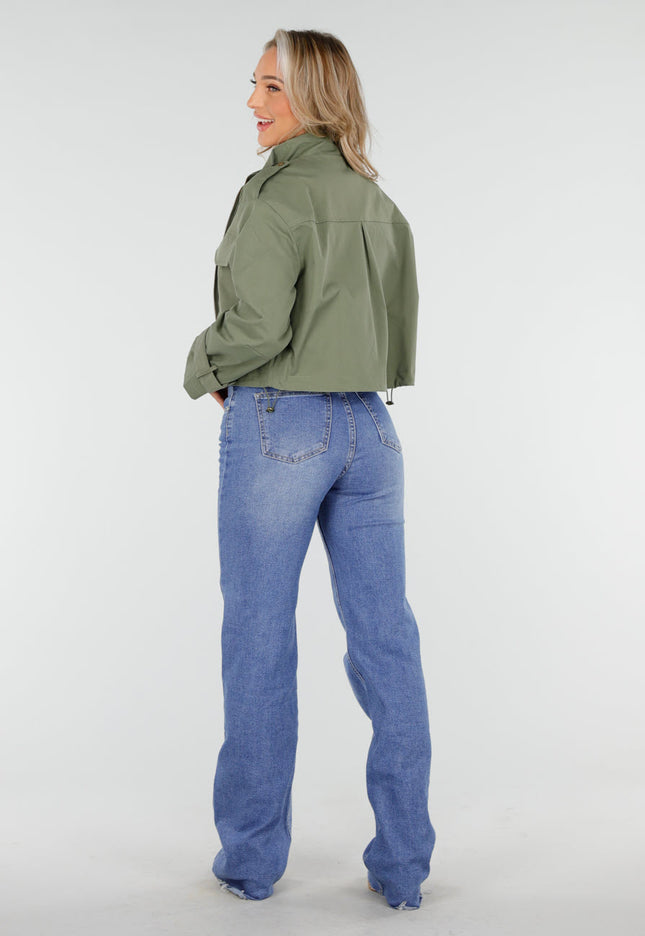 OP=OP.23.NL Groene Cropped Utility Jas