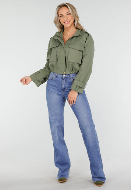 OP=OP.23.NL Groene Cropped Utility Jas