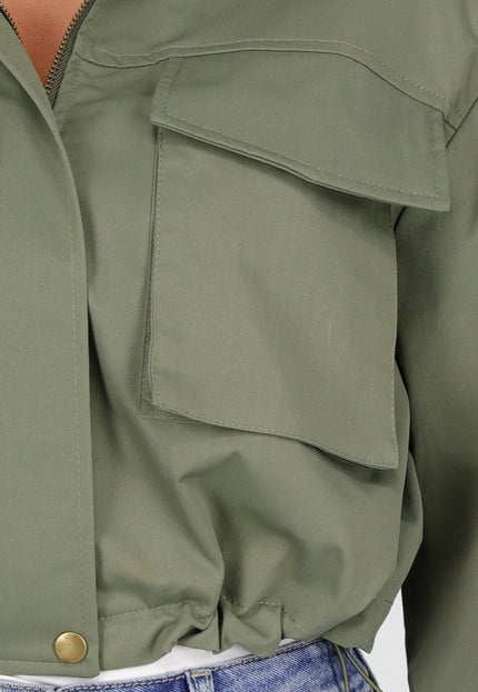 OP=OP.23.NL Groene Cropped Utility Jas