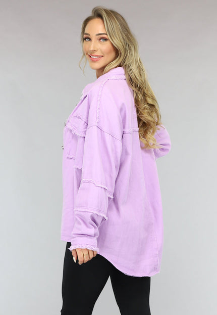 OP=OP.23.NL Lila Spijker Blouse met Ruffle Afwerking