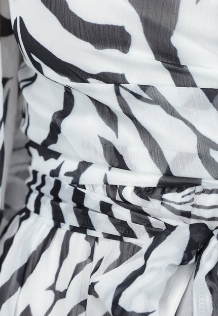 OP=OP.23.NL Zebra Print Chiffon Jurk met Open Mouwen
