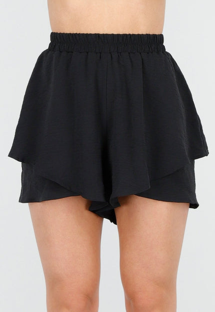 OP=OP.23.NL Zwarte Gelaagde Linnenlook Short