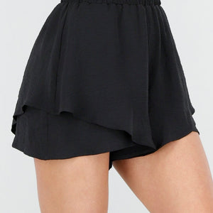 OP=OP.23.NL Zwarte Gelaagde Linnenlook Short