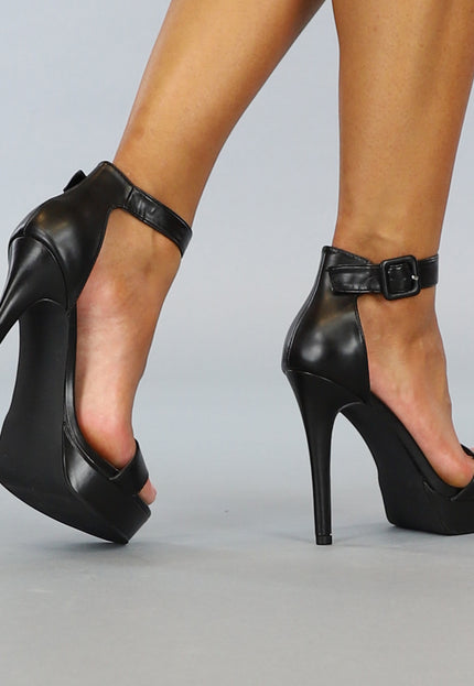 OP=OP.23.NL Zwarte Stiletto Sandaletten met Plateau