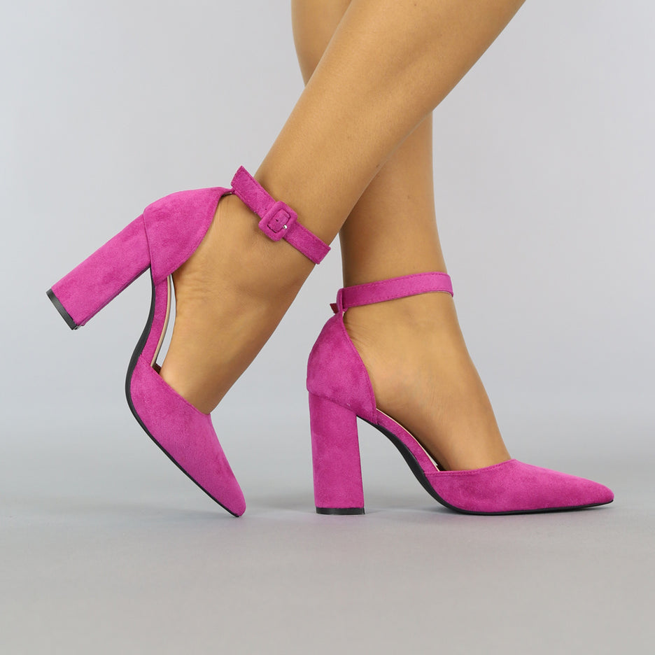 OP=OP.23.S Spitse Fuchsia Suède-Look Sandaletten