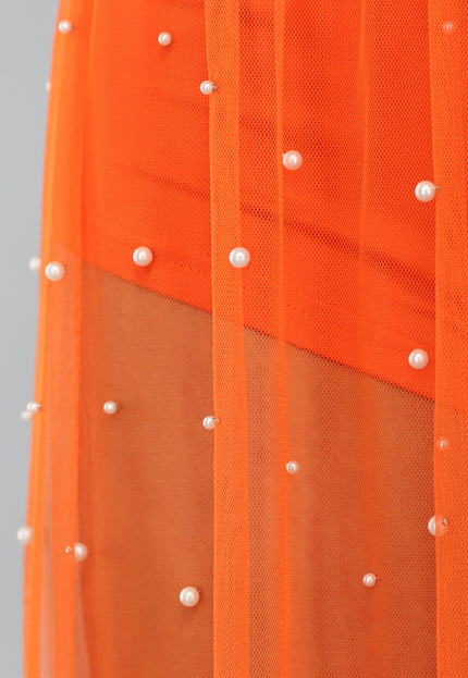 OP=OP.24.NL Oranje Three Piece Set met Parel Rok