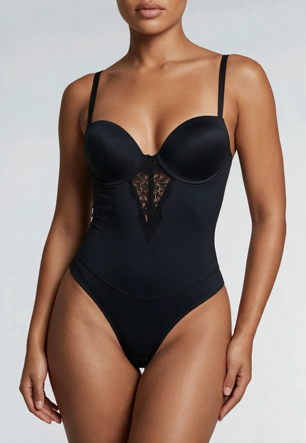 OP=OP.24.NL Zwarte Corrigerende Bodysuit met Voorgevormde Cups