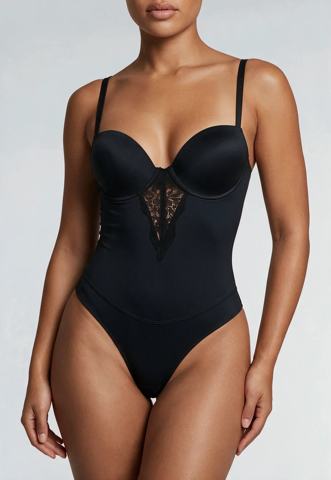 OP=OP.24.NL Zwarte Corrigerende Bodysuit met Voorgevormde Cups