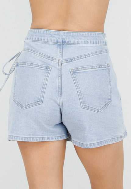 OP=OP.25.NL Lichtblauwe Denim Skort met Overslag