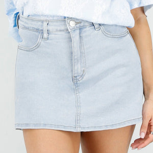 OP=OP.25.NL Lichtblauwe Denim Skort