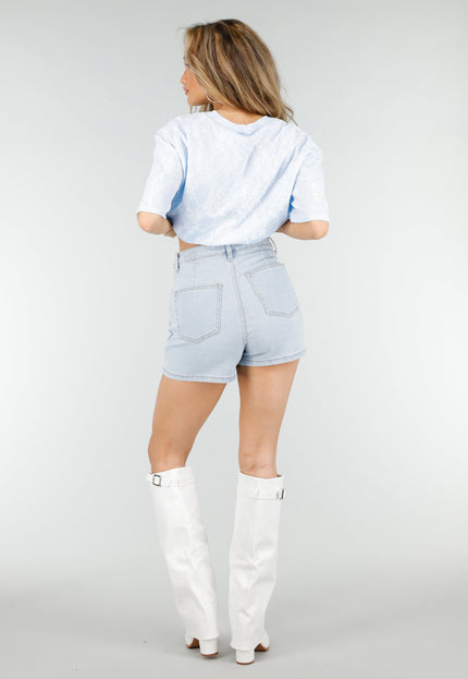 OP=OP.25.NL Lichtblauwe Denim Skort