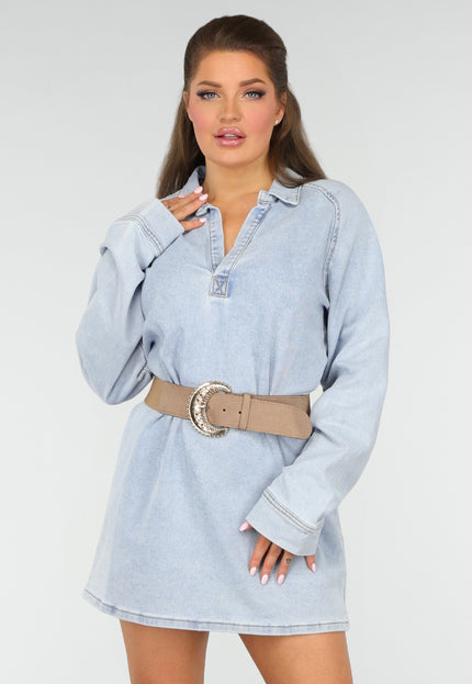 OP=OP.25.NL Longsleeve Oversized Denim Jurk met V-hals