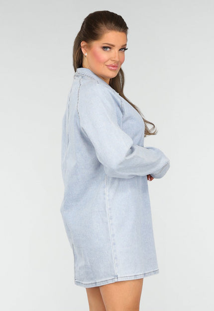OP=OP.25.NL Longsleeve Oversized Denim Jurk met V-hals