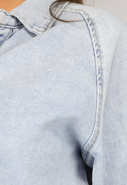 OP=OP.25.NL Longsleeve Oversized Denim Jurk met V-hals