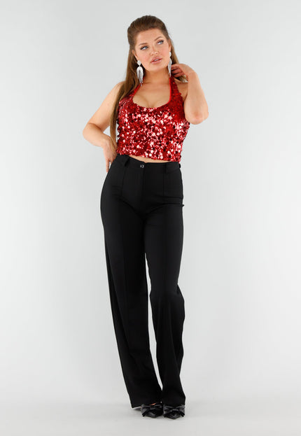 OP=OP.25.NL Rode Pailletten Halter Top