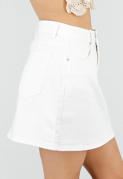 OP=OP.25.NL Witte Denim Mini Rok met Stretch