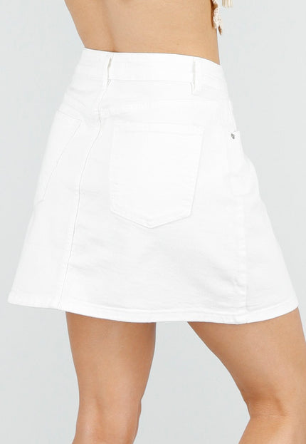 OP=OP.25.NL Witte Denim Mini Rok met Stretch