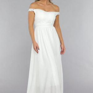 OP=OP.25.NL Witte Off Shoulder Bruidsjurk met Pads