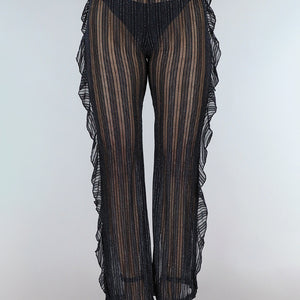 OP=OP.25.NL Zwarte Gestreepte Cover-Up broek