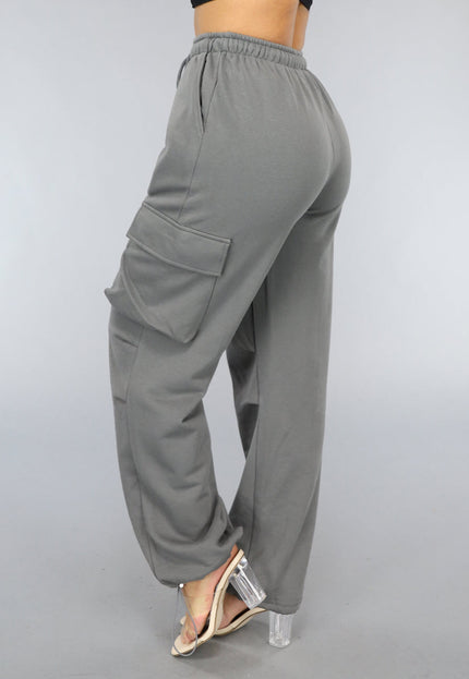 OP=OP.25.S Antraciet Cargo Joggingbroek met Zakken