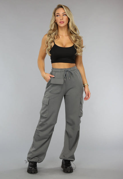 OP=OP.25.S Antraciet Cargo Joggingbroek met Zakken