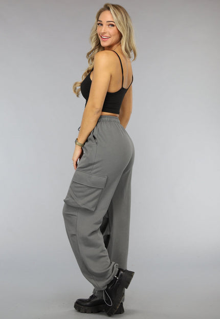 OP=OP.25.S Antraciet Cargo Joggingbroek met Zakken