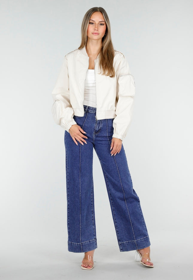 OP=OP.25.S Hoge Taille Jeans met Rechte Pijpen