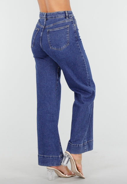 OP=OP.25.S Hoge Taille Jeans met Rechte Pijpen