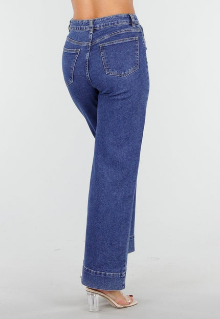 OP=OP.25.S Hoge Taille Jeans met Rechte Pijpen