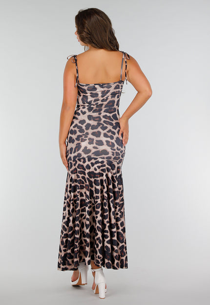 OP=OP.25.S Stretch Sweatheart Jurk met Panterprint